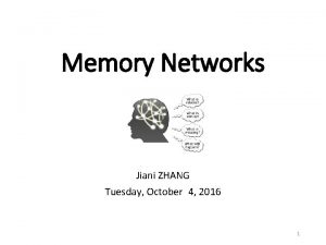 Memory Networks Jiani ZHANG Tuesday October 4 2016