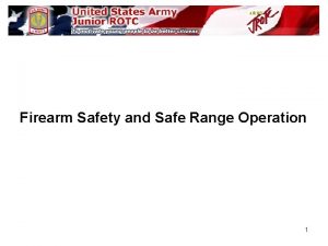 Firearm Safety and Safe Range Operation 1 Objectives