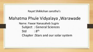 Rayat Shikkshan sansthas Mahatma Phule Vidyalaya Warawade Name
