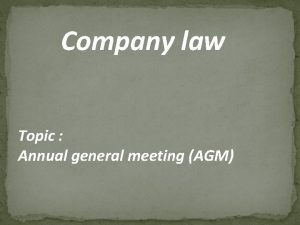 Company law Topic Annual general meeting AGM Index