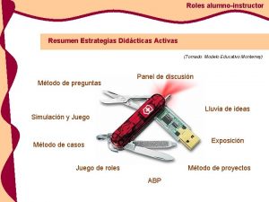 Roles alumnoinstructor Resumen Estrategias Didcticas Activas Tomado Modelo