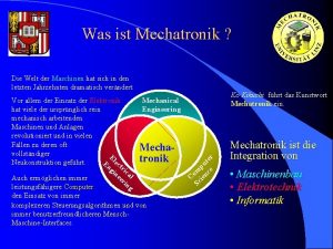 Was ist Mechatronik Die Welt der Maschinen hat