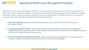 Operational Performance Management Template Operational Performance Management OPM