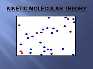 KINETIC MOLECULAR THEORY The Kinetic Molecular Theory explains