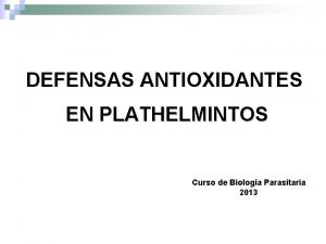 DEFENSAS ANTIOXIDANTES EN PLATHELMINTOS Curso de Biologa Parasitaria