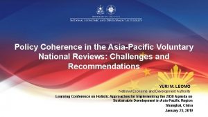 Policy Coherence in the AsiaPacific Voluntary National Reviews