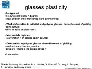 glasses plasticity Background the dynamical phase diagram linear