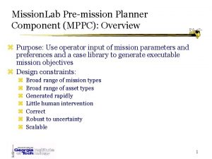 Mission Lab Premission Planner Component MPPC Overview z