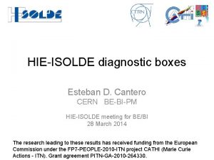 HIEISOLDE diagnostic boxes Esteban D Cantero CERN BEBIPM