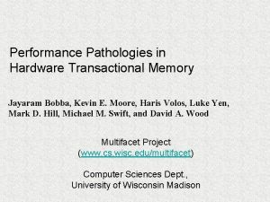 Performance Pathologies in Hardware Transactional Memory Jayaram Bobba