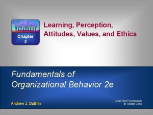 Chapter 3 Learning Perception Attitudes Values and Ethics