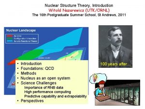 Nuclear Structure Theory Introduction Witold Nazarewicz UTKORNL The
