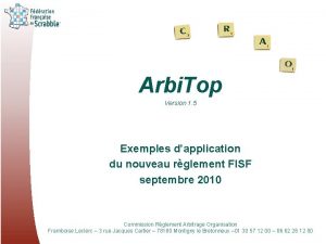 Arbi Top Version 1 5 Exemples dapplication du