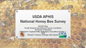 USDA APHIS National Honey Bee Survey Rachel Fahey