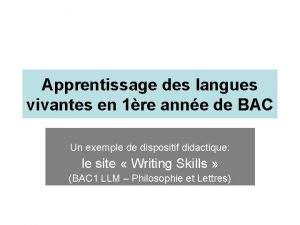 Apprentissage des langues vivantes en 1re anne de