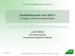 Qualittsberichte nach SGB V Grundlagen Risiken und Nebenwirkungen