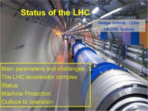 Status of the LHC Rdiger Schmidt CERN HB2006