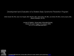 Development and Evaluation of a Shaken Baby Syndrome