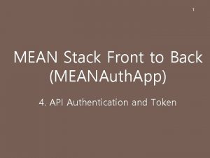 1 MEAN Stack Front to Back MEANAuth App