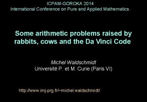 ICPAMGOROKA 2014 International Conference on Pure and Applied