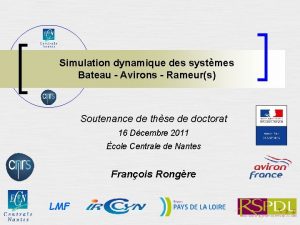 Simulation dynamique des systmes Bateau Avirons Rameurs Soutenance