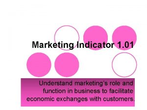 Marketing Indicator 1 01 Understand marketings role and