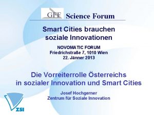 Science Forum Smart Cities brauchen soziale Innovationen NOVOMATIC