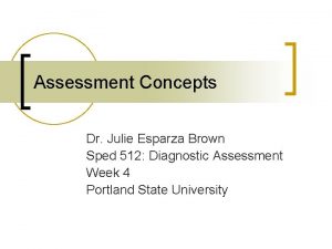 Assessment Concepts Dr Julie Esparza Brown Sped 512