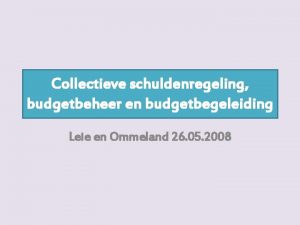 Collectieve schuldenregeling budgetbeheer en budgetbegeleiding Leie en Ommeland