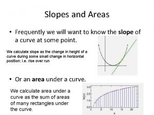 Slopes and Areas Frequently we will want to