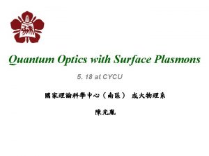 Quantum Optics with Surface Plasmons 5 18 at