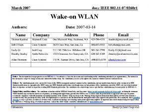 March 2007 doc IEEE 802 11 070260 r