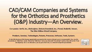 CADCAM Companies and Systems for the Orthotics and