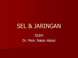 SEL JARINGAN OLEH Dr Moh Natsir Abdul n