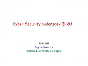 Cyber Security onderzoek RU Erik Poll Digital Security