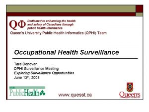 Queens University Public Health Informatics QPHI Team Occupational