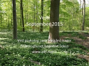 Vejle September 2015 Ved psykolog Lena Hjgrd Isager