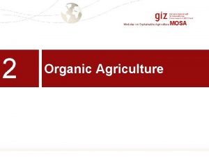 Modules on Sustainable Agriculture 2 Organic Agriculture MOSA