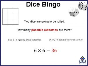 Dice Bingo Two dice are going to be