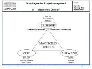 Dozent Grundlagen des Projektmanagement BAUAKADEMIE Dipl k Dipl