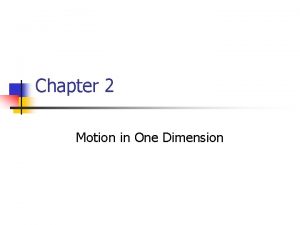 Chapter 2 Motion in One Dimension Kinematics n