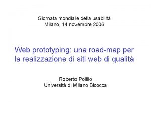 Giornata mondiale della usabilit Milano 14 novembre 2006