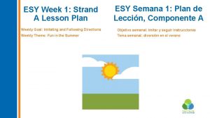 ESY Week 1 Strand A Lesson Plan ESY