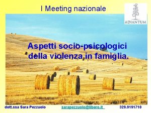 I Meeting nazionale Aspetti sociopsicologici della violenza in