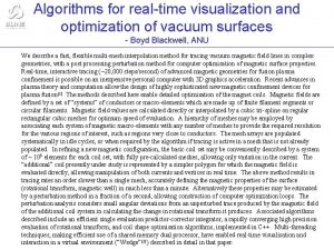 Algorithms for realtime visualization and optimization of vacuum