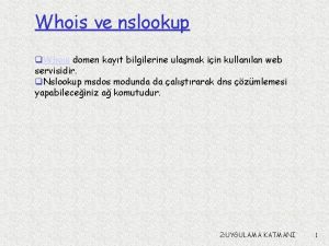 Whois ve nslookup q Whois domen kayt bilgilerine