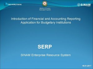 Ministry of Finance Azerbaijan Republic Introduction of Financial