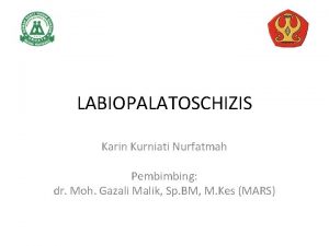 LABIOPALATOSCHIZIS Karin Kurniati Nurfatmah Pembimbing dr Moh Gazali