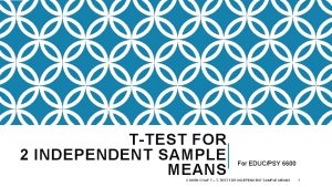 TTEST FOR 2 INDEPENDENT SAMPLE MEANS For EDUCPSY