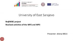 University of East Sarajevo ReWBC project Realized activities